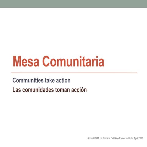 Mesa comunitaria communities take action 2016