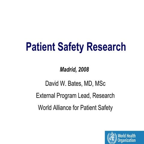Research in the Patient Safety Strategy