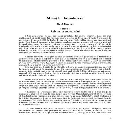 Mesaj introducere  la conferinta : Autoritatea Scripturii