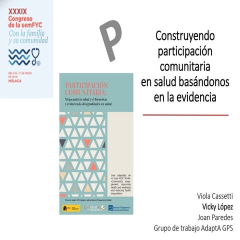 Construyendo participación comunitaria en salud basándonos en la evidencia