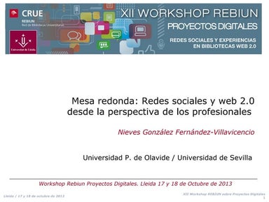 Mesa redonda: Redes sociales y web 2.0 desde la perspectiva de los profesionales