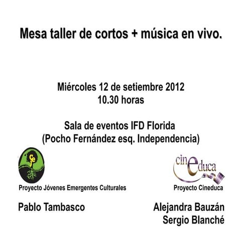 Mesa taller cortos ifd ce rp centro setiembre 2012