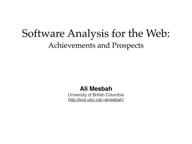 Software Analysis for the Web: Achievements and Prospects