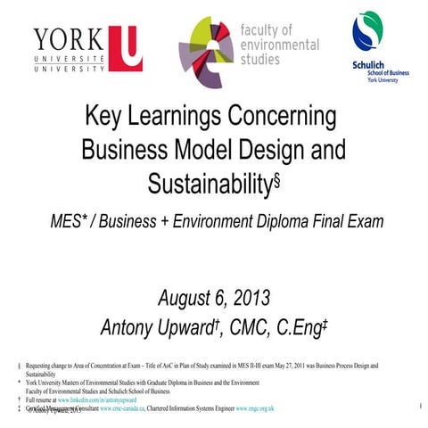 MES Final Exam - Business Model Design & Sustainability - Key Learnings