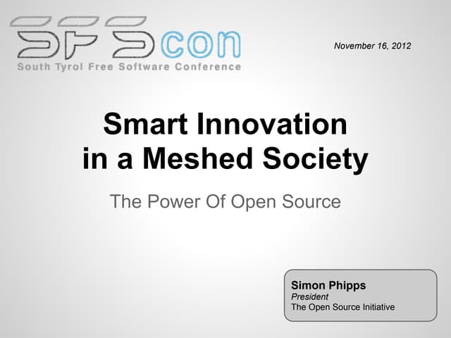 Smart Innovation In A Meshed Society
