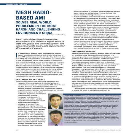 Mesh radio based ami solution robulink