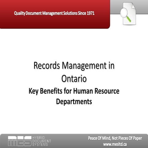 Records Management in Ontario - Key Benefits for Human Resource Departments