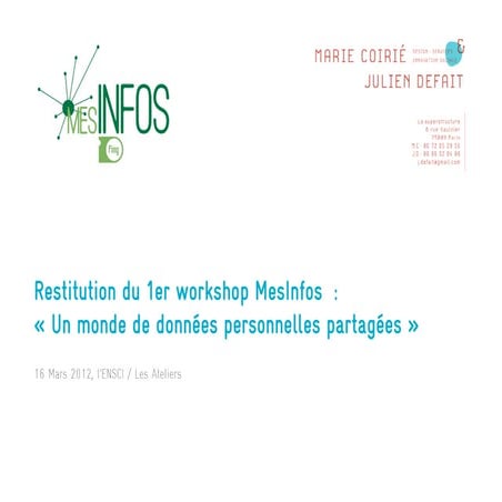 Synthèse du 1er Workshop MesInfos - 4 scénarios des données personnelles part...