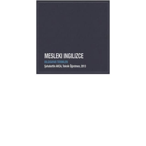 Mesleki Bilgisayar Yabancı Dil Giriş