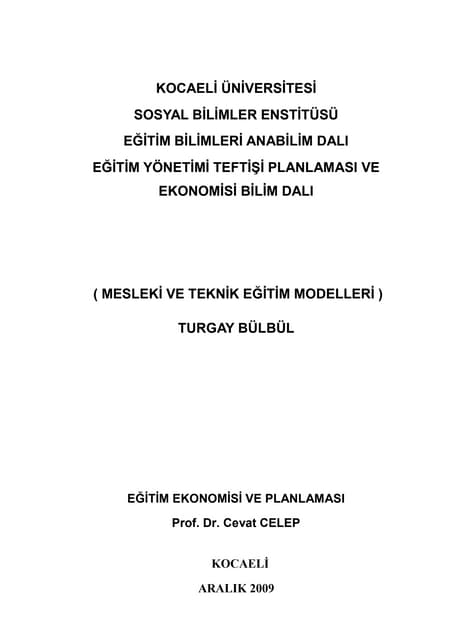 Mesleki ve teknik eğitim modelleri 