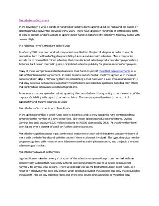 Mesothelioma Settlement Important Facts And Information
