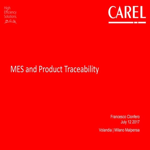 CAREL MES and Product Traceability 
