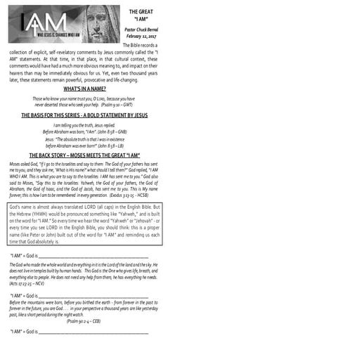 Message series   i am - part 1 - the great i am - pastor chuck bernal - 02-12-17