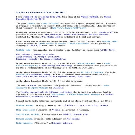 Messe Frankfurt Book Fair 2017