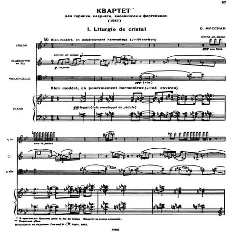 Messiaen Cuarteto para el fin de los tiempos.PARTITURA
