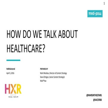 HXR 2016: Content Strategy: How Do we Talk About Healthcare - Marli Mesibov &...