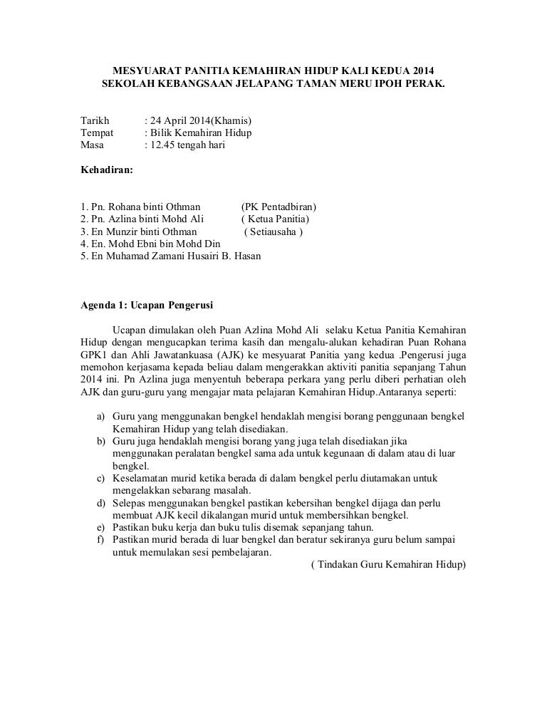 Mesyuarat Panitia Kemahiran Hidup Kali 2 Skj