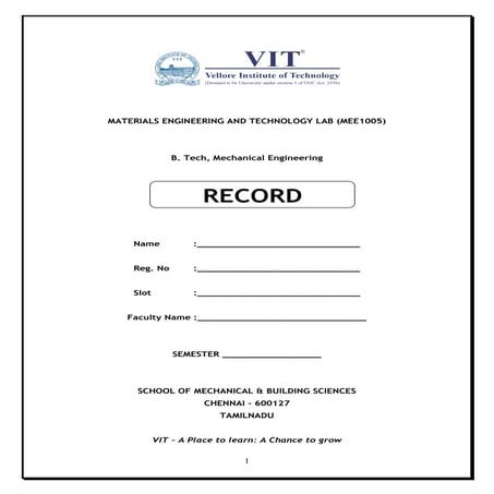 MEE1005 Lab Record Fall 2018-19