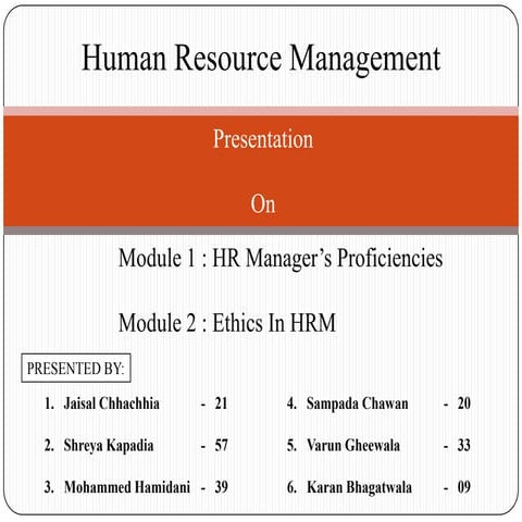 Mahindra & Mahindra - Proficiencies & Ethics in HRM