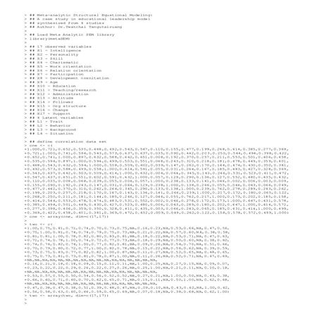 วิเคราะห์อภิมานด้วยโมเดลสมการเชิงโครงสร้างด้วยโปรแกรม R: กรณีศึกษาภาวะผู้นำทา...