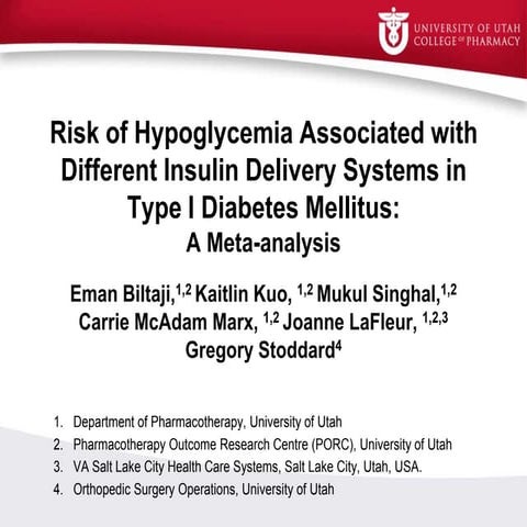 Risk of Hypoglycemia Associated with Different Insulin Delivery Systems in Ty...
