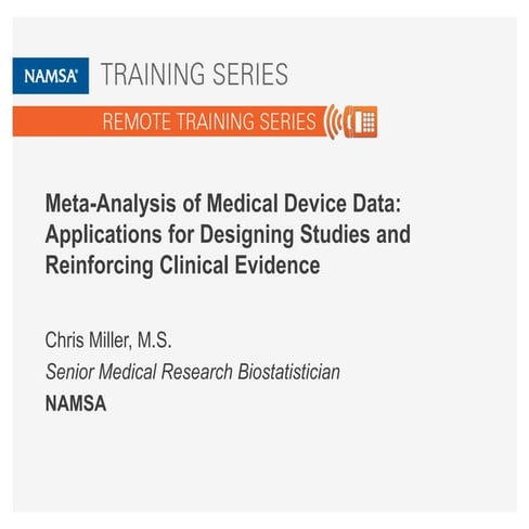 Meta Analysis of Medical Device Data Applications for Designing Studies and R...