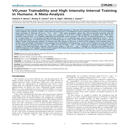 VO2max Trainability and High Intensity Interval Training in Humans: A Meta-An...