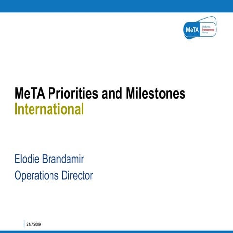 MeTA International priorities and milestones