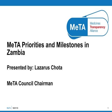 MeTA priorities and milestones in Zambia