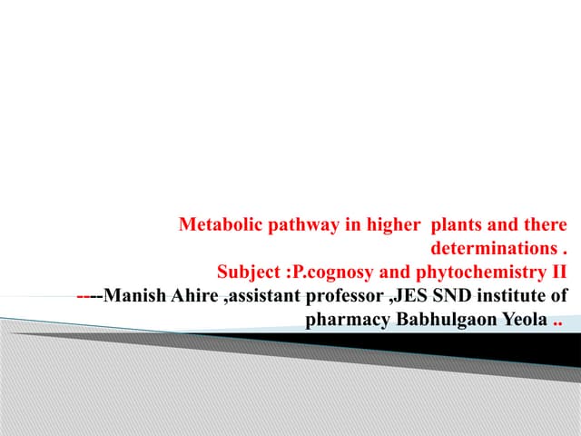 Metabolic pathway in higher plants and there metabolism.pptx