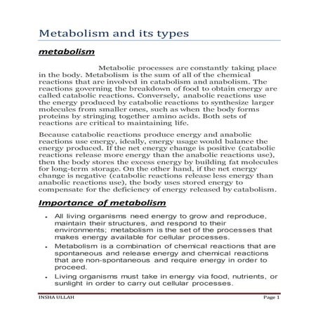 Metabolism and its types