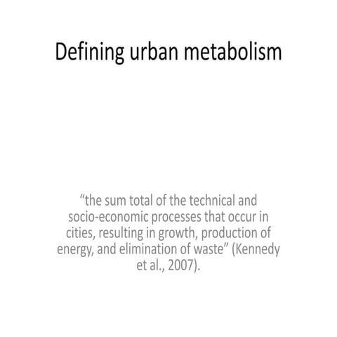 Urban metabolism and sustainability: introductory lecture