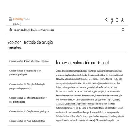 Metabolismo-Sabiston. Tratado de Cirugía | PDF