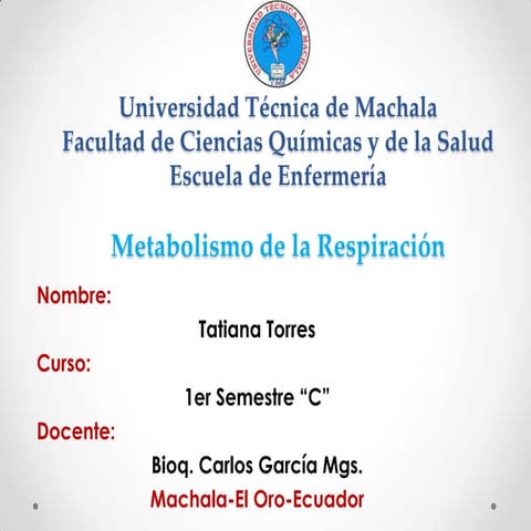 Metabolismo de la rspiracion