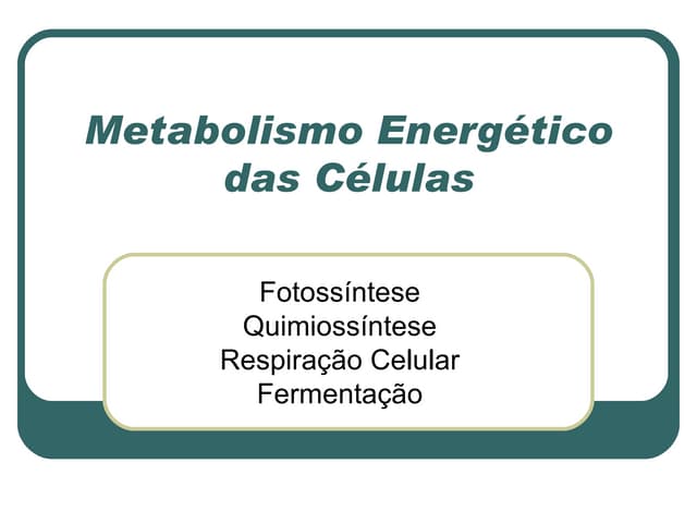 Metabolismo energético das células