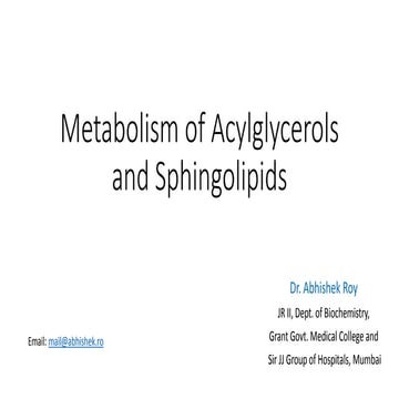 Metabolism of acylglycerols and sphingolipids