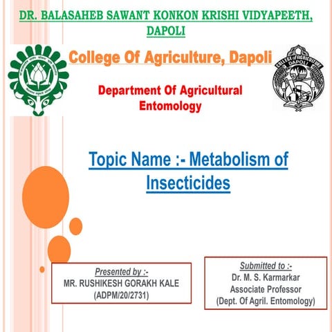 Metabolism of insecticides final   by rushikesh kale