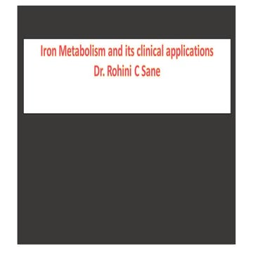 Metabolism of iron and its clinical significance