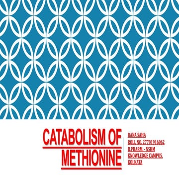 METABOLISM OF METHIONINE 
