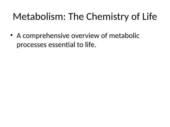 Introduction to metabolism | PPT
