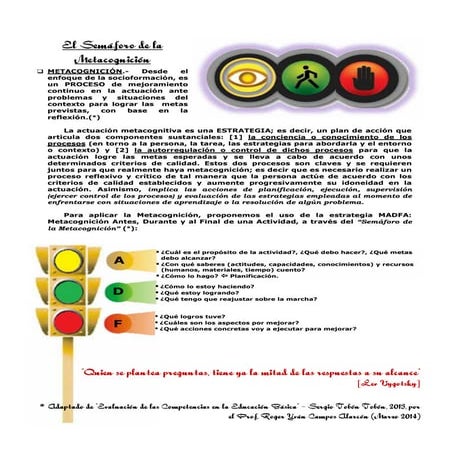 El Semáforo de la Metacognición: Adaptación de la Estrategia MADFA: Metacogni...