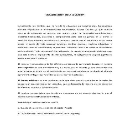 Metacognición en la educación