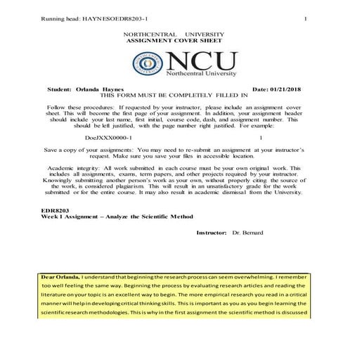EDR8203  Week 1 Assignment – Analyze the Scientific Method