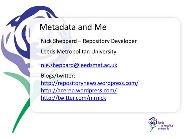 Metadata and me