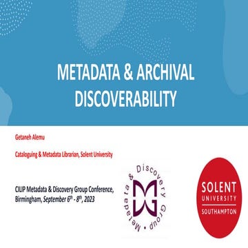 Metadata and Archival Discoverability | PPTX