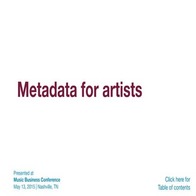 Metadata For Artists | PDF