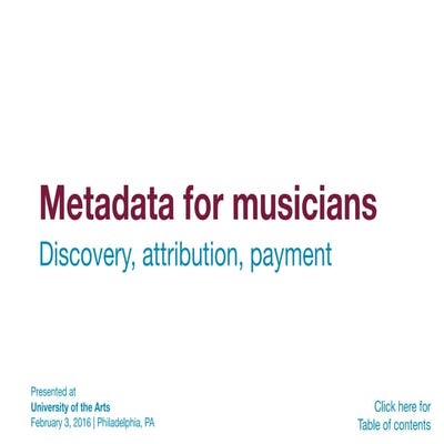 Metadata for musicians: discovery, attribution and payment