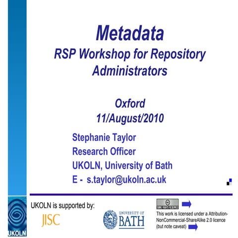 Metadata for Repository Administrators 2010