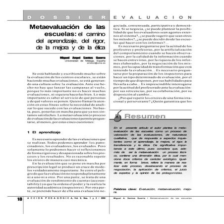 Metaevaluación de las escuelas  