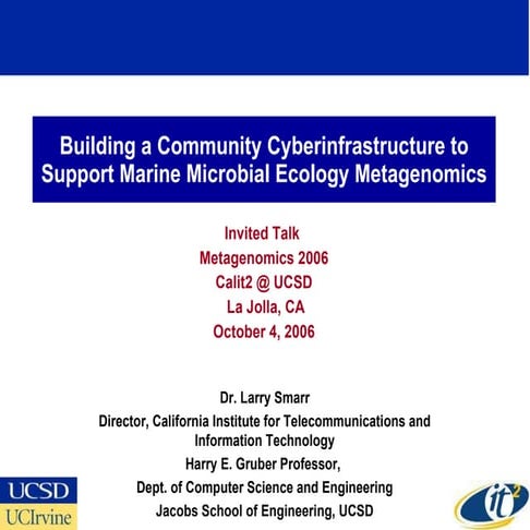 Building a Community Cyberinfrastructure to Support Marine Microbial Ecology ...